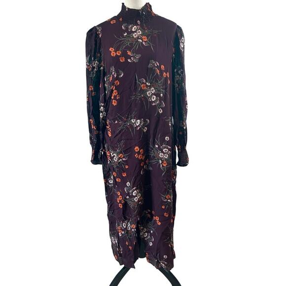 NWT Reformation Aude Dress Emmeline Mock Neck Long Sleeve Slit Plus Size 18 - Picture 2 of 7